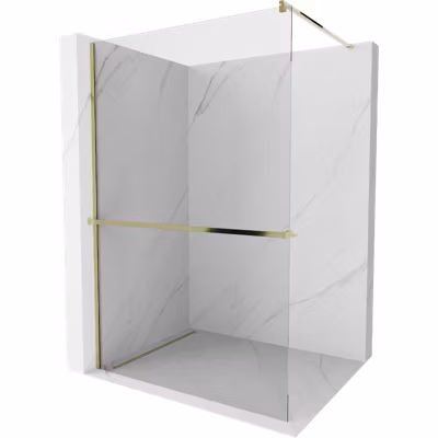 Mexen Kioto+ cloison de douche avec étagère Walk-in 80 x 200 cm, transparent, doré – 800-080-121-50-00