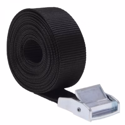 Sangle d&rsquo;arrimage avec boucle – 25 mm x 5 m – Noir – Linxor