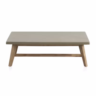 Table basse en acacia avec plateau en ciment gris clair 70×120 cm