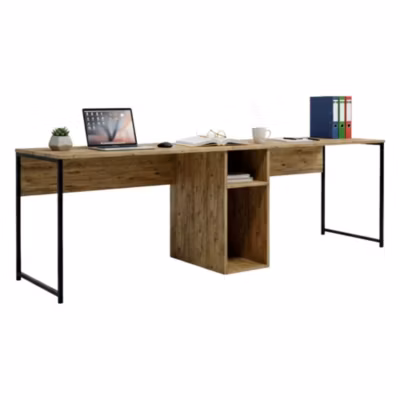 Bureau Annis, Pupitre polyvalent, Table de bureau pour PC, Plan de travail, 240x60h74 cm, Chêne