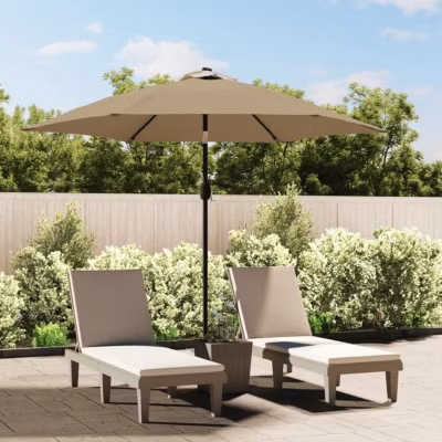 vidaXL Parasol Extérieur avec LED Mât en Acier Pare-soleil Jardin Terrasse 44512