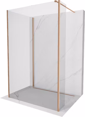 Mexen Kioto paroi de douche Walk-in 135 x 110 x 30 cm, transparent, cuivre brossé – 800-135-110-221-65-00-030