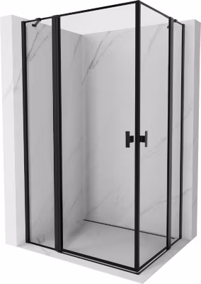 Mexen Mist Duo cabine de douche pivotante 120 x 105 cm, cadre noir, noir – 8A4-120L-105P-70-70
