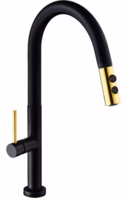 Mexen Ava robinet de cuisine, noir/doré – 672800-75