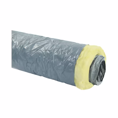 Gaine souple VMC en PVC isolé laine de verre épaisseur 50 mm – longueur 6 mètres – Diamètre (mm) 125