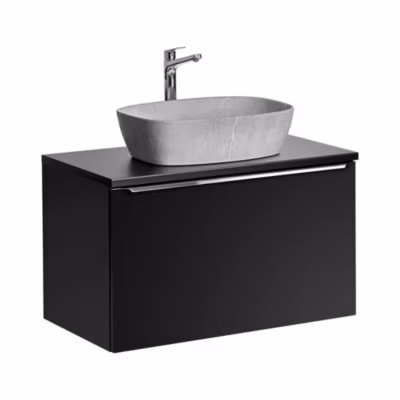 Ensemble de salle de bain VANTA : 1 meuble sous vasque 80cm et plan pour vasque et vasque grise à poser