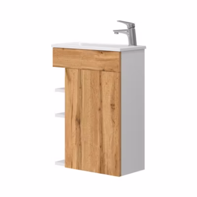 Vicco Ensemble de meubles de salle de bain Chêne de force doré 2 parties, avec lavabo