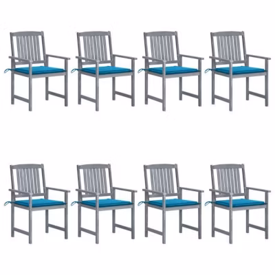 vidaXL Lot de 8 Chaises de Jardin avec Coussins, Sièges de Terrasse, Chaises de Salle à Manger, Meubles de Patio Extérieur, 307822