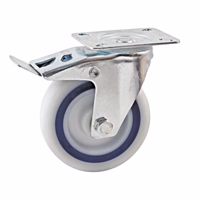 Roulette saturne grise 125mm pivotante à frein – AVL – 594843O