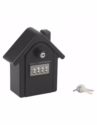 Boite à clé forme maison à combinaison, 4 chiffres, 2 clés de secours, noir satiné – THIRARD