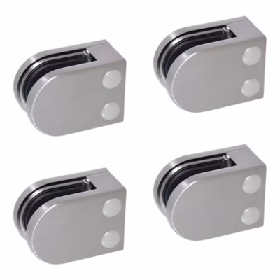 4 x Pince à verre plate modèle 05 – Ep. verre 12,76 mm – Inox 316 brossé GR320