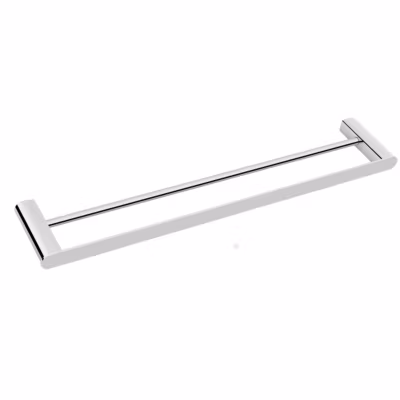 BALNEO – double barre porte-serviettes en acier inox argenté chromé – porte-serviettes 60 cm QARX inoxydable