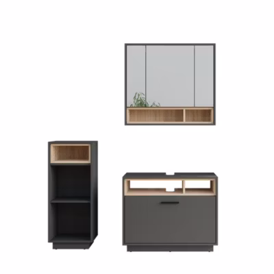 Vicco Meubles bain Anthracite/Sonoma 3 pièces avec armoire de milieu