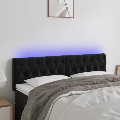 vidaXL Tête de Lit à LED Meuble de Chambre à Coucher Accessoire de Lit Double Tête de Cadre de Lit Intérieur Noir 3121998
