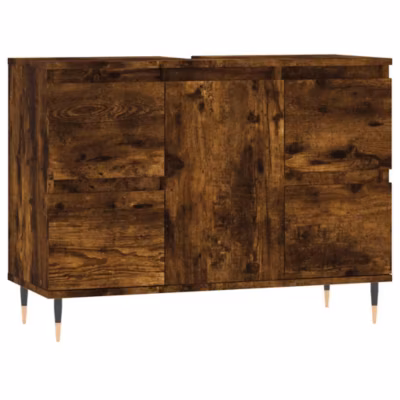 Armoire salle de bain chêne fumé 80x33x60cm bois d&rsquo;ingénierie vidaXL