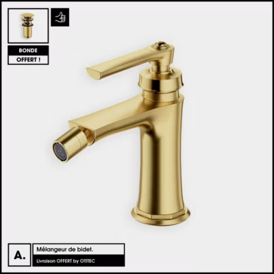 Mélangeur de bidet avec Bonde OFFERT – ARMANCE – Laiton Brossé