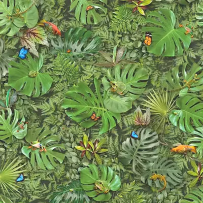 Sol vinyle Textile – effet faune & flore tropicale – Rouleau de 4m x 25m