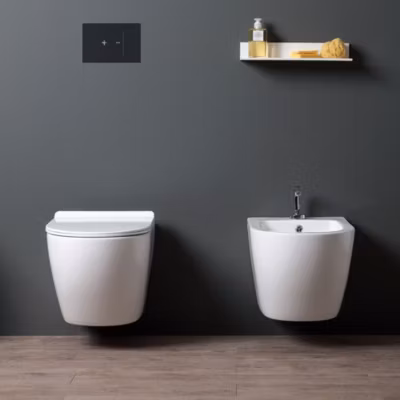 Sanitaires Suspendus Wc + Bidet En Céramique Design Moderne Et Arrondi – Folk