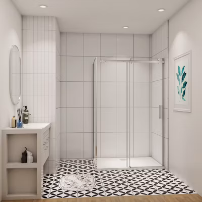 cabine de douche coulissante 150x90x195cm,Installation réversible,8mm verre de sécurité,porte de douche coulissante