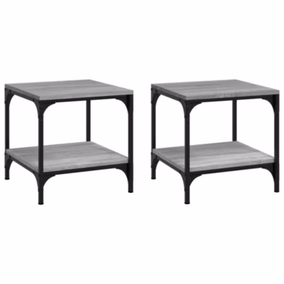 819384 vidaXL Tables d&rsquo;appoint 2pcs Sonoma gris 40x40x40 cm Bois d&rsquo;ingénierie