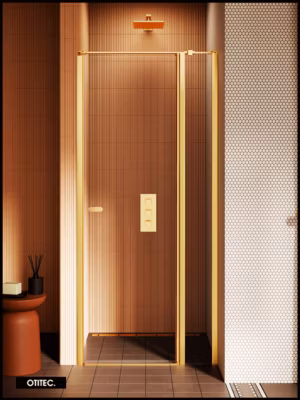 Porte de Douche Simple Pivotante – 80 x 195 – OR BROSSÉ – NEW SOLEO