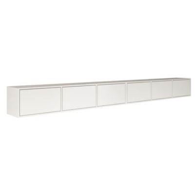 Meuble TV mural blanc avec 6 abattants 300 cm FRAMME