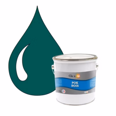 Peinture extérieure bois – Résistante aux intempéries POK BOIS – 2,5L – RAL 6026 – Vert Opale – Clic & Pok