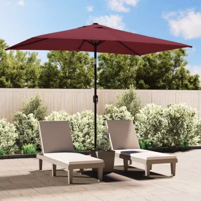 vidaXL Parasol avec mât en métal 300 x 200 cm Bordeaux 44503