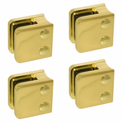 4 x Pince à verre pour tube diam. 42,4 modèle 01 – Ep. verre 8 mm – Zamak aspect laiton