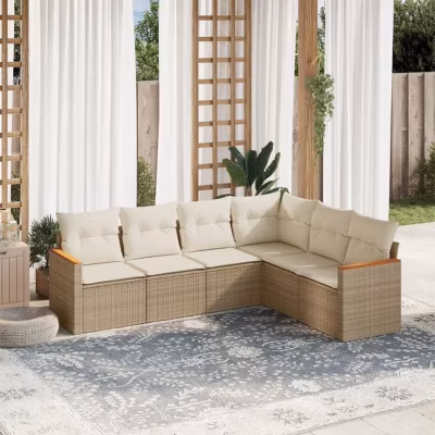 vidaXL Salon de jardin avec coussins 6 pcs beige résine tressée 3226002