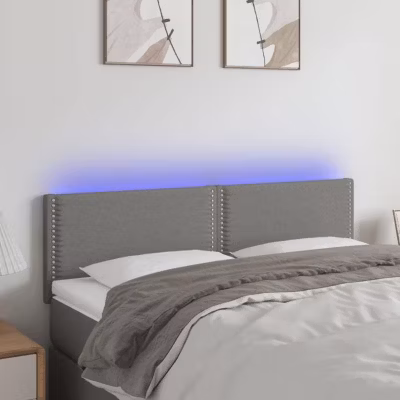 vidaXL Tête de Lit à LED Meuble de Chambre à Coucher Accessoire de Lit Double Tête de Cadre de Lit Intérieur Gris Foncé 3121471