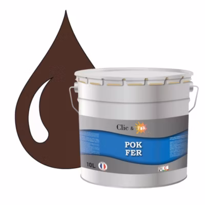 Peinture fer antirouille – Laque extérieure Semi-Brillante POK FER – 10L – RAL 8016 – Brun Acajou