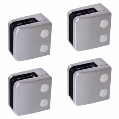 4 x Pince à verre plate modèle 06 – Ep. verre 12 mm – Inox 304 brossé GR320