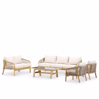 Set jardin 7 pl table céramique bleue 125×65 – Siena & Bisbal