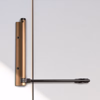 Bras à ressort ferme porte, a corps très fin en Aluminium anodisé bronze