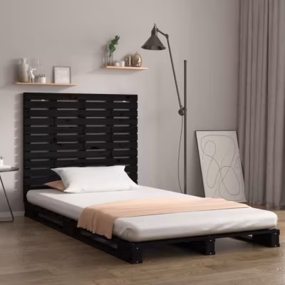 vidaXL Tête de lit murale Noir 146x3x91,5 cm Bois massif de pin 824687