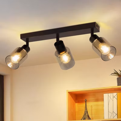 ZMH Lampe De Plafond Industrielle 3 Flammes Noir E14 Pour Salon Et Salle à Manger