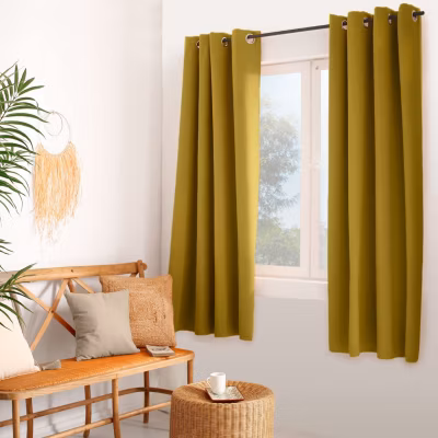 Lot de 2 Rideaux Occultant avec Œillets, Bronze, 140x180cm, 100% polyester, Collection Réglisse, CMADECO