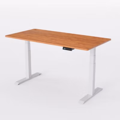 AUM WORLD Bureau Assis Debout Électrique ADVANCED PRO, 160×80, Plateau Chêne Massif, 8 Mémoires, Ports USB, Structure Métal, Blanc