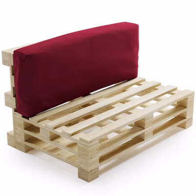 Coussin Palette Déhoussable Imperméable Dossier BANANAIR 120 x 40 cm Rouge
