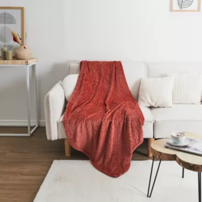 Plaid – Home Deco Factory – Terracotta – Flanelle – Embossé