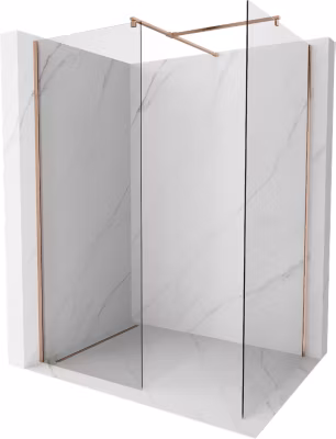 Mexen Kioto paroi de douche Walk-in 70 x 70 cm, transparent, cuivre brossé – 800-070-202-65-00-070