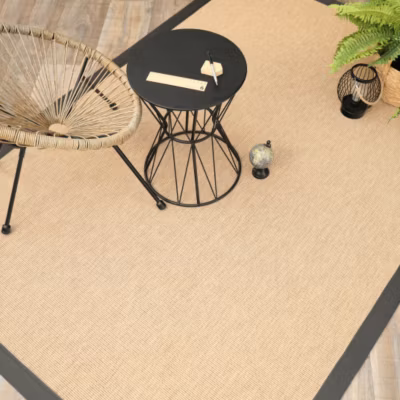 Tapis intérieur / extérieur – Mahé naturel – Ganse gris anthracite – 140 x 200 cm