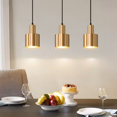 ZMH Suspension Salle à Manger 3 Flammes Or E27 Lampe Suspendue Métal Chambre Couloir