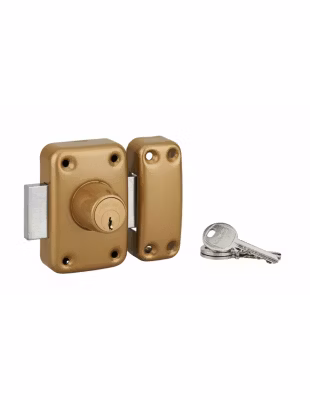 Verrou double entrée Apache pour porte d&rsquo;entrée, cylindre 40mm, acier, 3 clés, époxy or – THIRARD