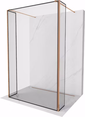 Mexen Kioto paroi de douche autoportante 150 x 30 x 30 cm, cadre noir, or rose – 800-150-030-222-60-70-030