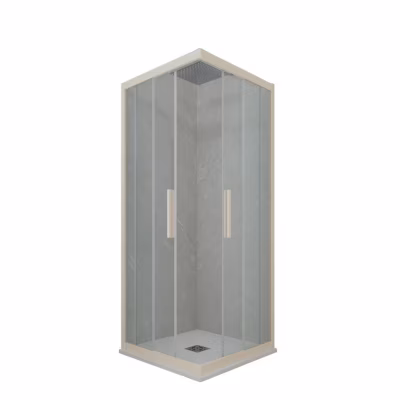 Cabine parois de douche angulaire coulissante 75×100 cm H 200 en PVC Champagne Verre Transparent mod. Kolors