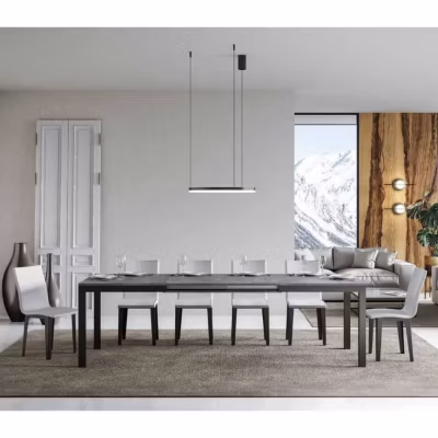 Table extensible – Everyday Evolution – 160 cm – Finition béton – 264 cm avec rallonges