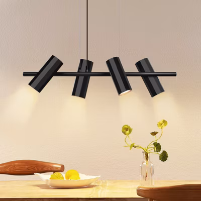 ZMH Suspension Manger Noir 4 Spots Gu10 Moderne Industrielle