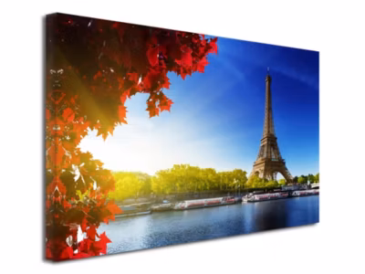 DECLINA, Tableau toile imprimée, Tableau toile photo la tour Eiffel et la Seine, 120×80 cm